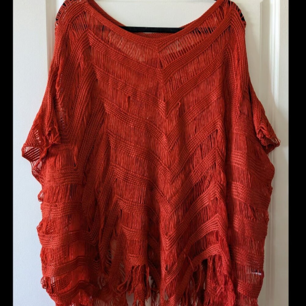 Open Stitch Fringe Hem Cover Up